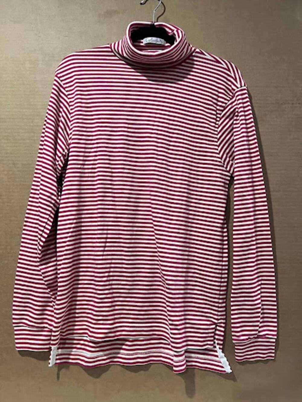 VTG 80s Garfinckels Turtleneck Shirt Red Cream Stripe